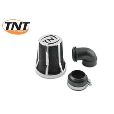 Air filter TNT transformer bent 90° 28/35mm chrome